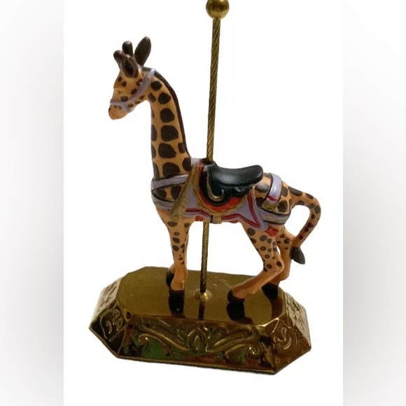 1990 Jack Hou Carousel Giraffe Figurine On Metal Base Heritage House - Picture 2 of 5
